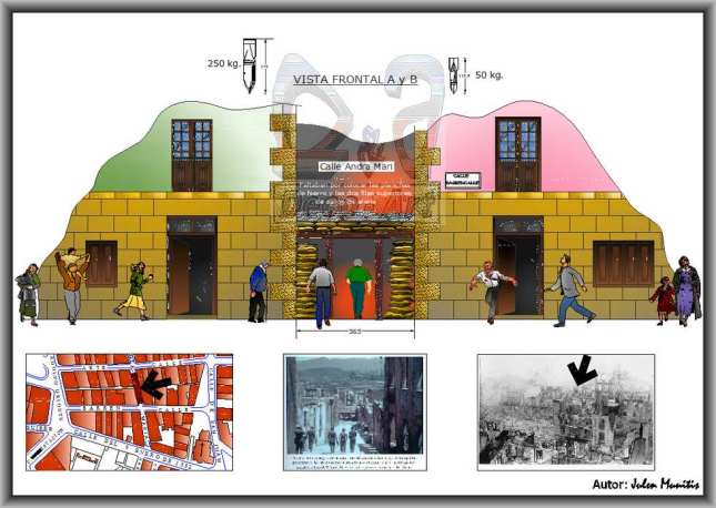 Alzado frontal Refugio de la calle Santa María